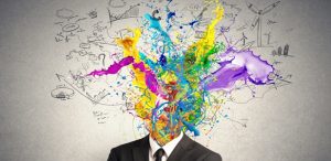 Concept of creative mind with colorful effect